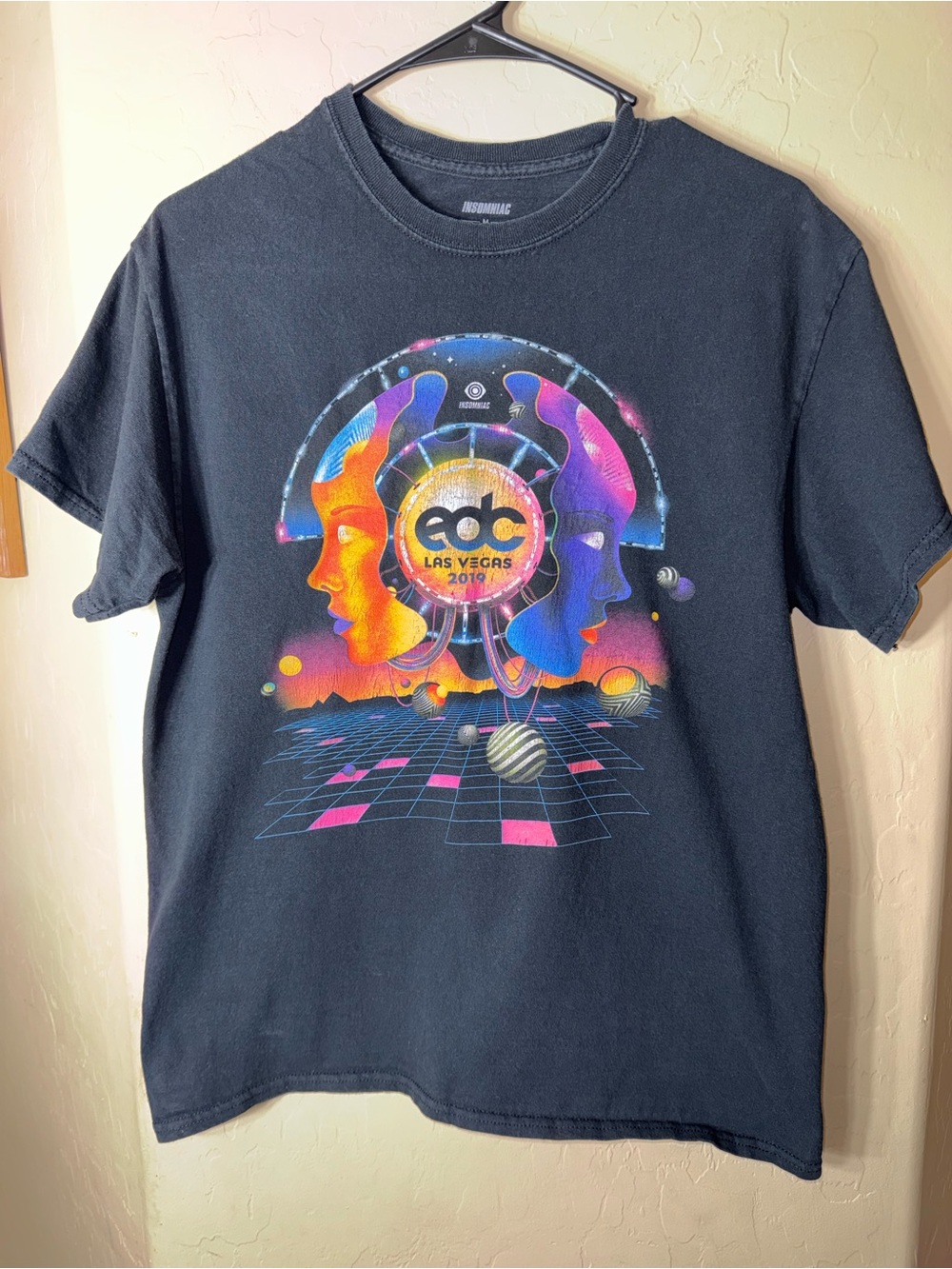 EDC Las Vegas 2019 Festival Graphic T-Shirt Insomniac Black Cotton Medium